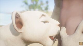 Kira the Lion Furry Girl enjoying his meal