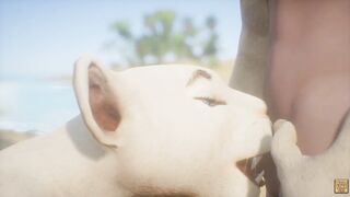 Kira the Lion Furry Girl enjoying his meal - 4 image