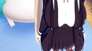 [Hentai Koikatsu! VRver] Blonde big breasts high school girl rubs her boobs and has sex! - 2 image