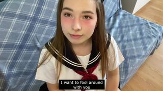 POV Cutie in Japanese school uniform with you alone in the same room - 1 image