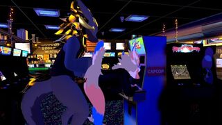 Female nardo gets pounded by massive wickerbeast in arcade - 1 image