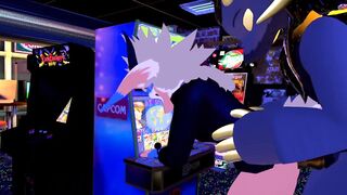 Female nardo gets pounded by massive wickerbeast in arcade - 3 image