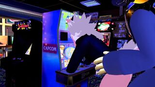 Female nardo gets pounded by massive wickerbeast in arcade - 4 image