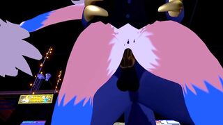 Female nardo gets pounded by massive wickerbeast in arcade - 5 image