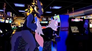 Female nardo gets pounded by massive wickerbeast in arcade - 7 image