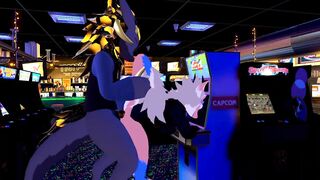 Female nardo gets pounded by massive wickerbeast in arcade - 8 image