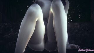 Resident Evil Hentai 3D - Lady Dimitresku fingering and squirting in a raining day - Japanese manga anime cartoon game porn - 3 image