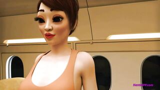 Fuck In Airplane With Horny Futa Stewardess [ 3D Hentai ] - 2 image