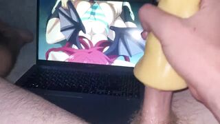"treat me with cum" uncensored hentai and the guy jerks off on him, cumming profusely - 9 image