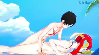 UTA and Monkey D. Luffy have intense sex on the beach. - One Piece Hentai