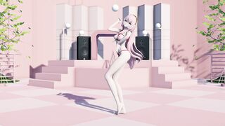 Lovely girl with tender tits dances in bondage.