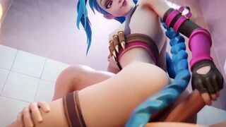 Jinx of Legends fucks her in the hard bath by the ass