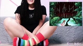 Adorable girl reacts to hentai RESORT BOIN - PART TWO -