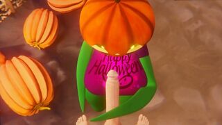 Halloween 2022 Porn Scary Sex Pumpkin girl blowjob for a white guy Deepthroat Night October 31st - 2 image