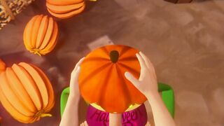 Halloween 2022 Porn Scary Sex Pumpkin girl blowjob for a white guy Deepthroat Night October 31st - 7 image