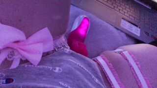 tiktok girl uses toy while watching hentai - 4 image