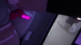 girl uses toy while watching hentai - 3 image