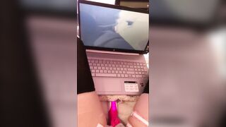girl uses toy while watching hentai - 7 image