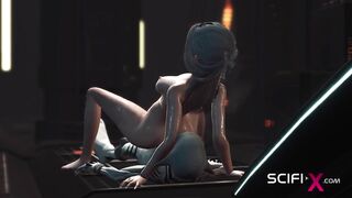 Sex with an alien in a spaceship. A sexy young blonde gets fucked by an alien - 9 image