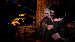 4K Ciri And Yennefer Fuck Each Other In The Forest While The Witcher Is Resting Nearby (3D, 60FPS) - 1 image