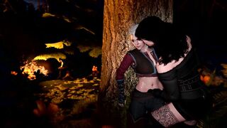 4K Ciri And Yennefer Fuck Each Other In The Forest While The Witcher Is Resting Nearby (3D, 60FPS) - 10 image