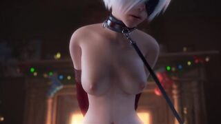 2B BDSM Collar Jumping Big Dick Creampie Cum Inside | 3D Animation - 4 image