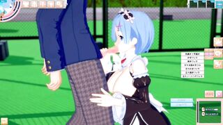 [Eroge Koikatsu! ] Re Zero Rem (Re Zero Rem) rubbed breasts H! 3DCG Big Breasts Anime Video (Life in a Different World from Zero) [Hentai Game] - 4 image