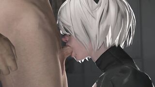 Blowjob Challenge From 2B. Try not to cum (3D, 4K, 60FPS) - 3 image