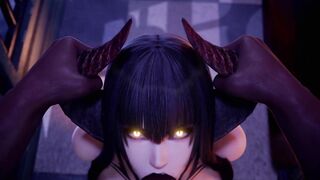 Dark Succub Get Mouth Fuck By Huge Dick Cum On Face Swallow Cum | 3D Animation - 9 image