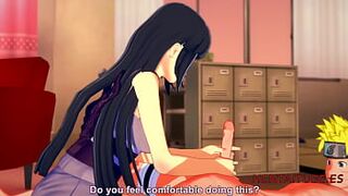 Naruto Hentai - Naruto x Hinata. Handjob, Boobjob & Fuck with cum inside - Animation 3D porn - 1 image
