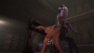 Redhead Elf has BSDM Threesome sex in a dungeon | Warcraft Parody - 3 image