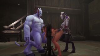 Redhead Elf has BSDM Threesome sex in a dungeon | Warcraft Parody - 4 image