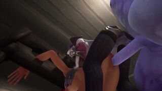Redhead Elf has BSDM Threesome sex in a dungeon | Warcraft Parody - 7 image