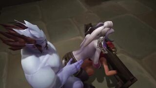 Redhead Elf has BSDM Threesome sex in a dungeon | Warcraft Parody - 9 image