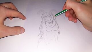 Drawing a bunny girl to traditional music - 10 image
