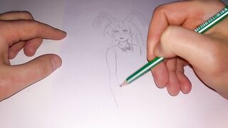 Drawing a bunny girl to traditional music - 6 image