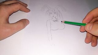 Drawing a bunny girl to traditional music - 7 image