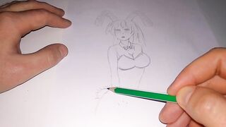Drawing a bunny girl to traditional music - 8 image
