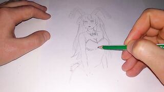 Drawing a bunny girl to traditional music - 9 image