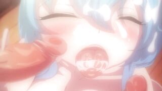 CHICA DE CABELLO AZUL CHUPANDO 2 PENES - 10 image