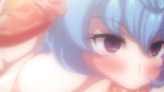 CHICA DE CABELLO AZUL CHUPANDO 2 PENES - 9 image