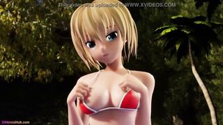 Hentai girl fucks on the beach