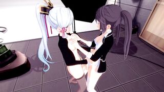 Ayaka and Mona having fun on the playground Genshin Impact :) - 3 image