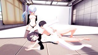 Ayaka and Mona having fun on the playground Genshin Impact :) - 9 image
