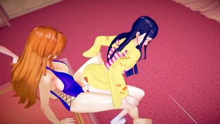 Futas Nami, Nico Robin, Boa Hancock and Reiju fuck male Kiku - 3 image