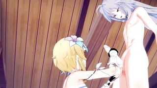 Genshin Impact Hentai - Lumine x Razor Hard Sex [Handjob, blowbjob and fucked with creampie] - Japanese asian manga anime game porn - 2 image