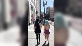 Walking down a busy sidewalk topless with lilglitterbitch and shygoth - 7 image