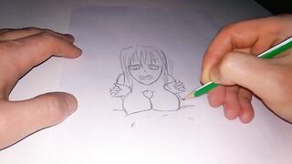 A sketch of a hentai girl doing a titsjob to a guy - 10 image
