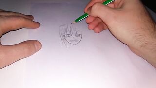 A sketch of a hentai girl doing a titsjob to a guy - 5 image