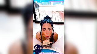 Animation girl give a blowjob in hotel room for all to see